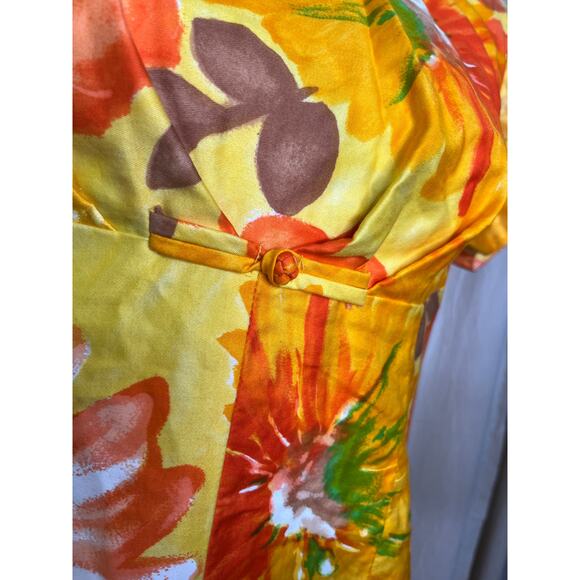 1960s Alice Polynesian Fashions Floral Hawaiian Retro Mod Resort Maxi Dress M - Picture 4 of 8